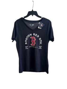 navy black Boston Red Sox V-neck T-shirt Women’s size Large